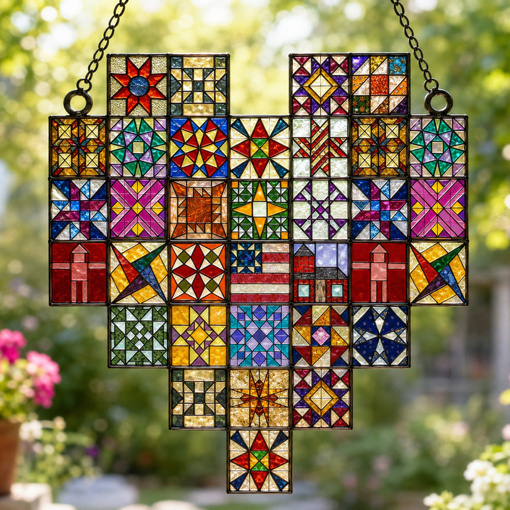 Sewing Lover Decor 3D Glass Suncatcher The Quilter's Heart