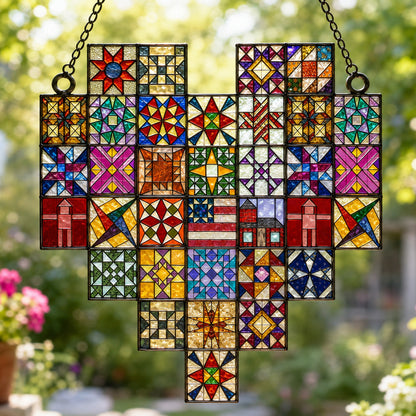 Sewing Lover Decor 3D Glass Suncatcher The Quilter's Heart