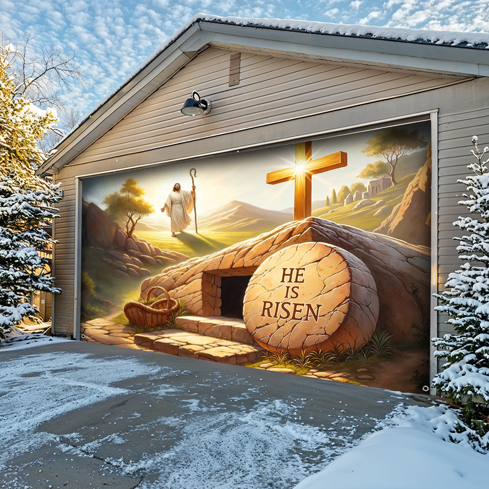Christian Easter Garage Door Banner Decoration - The Risen King