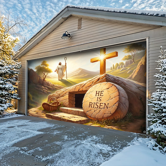 Christian Easter Garage Door Banner Decoration - The Risen King