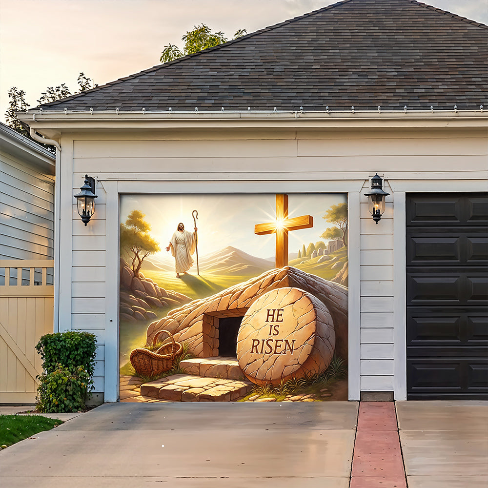 Christian Easter Garage Door Banner Decoration - The Risen King