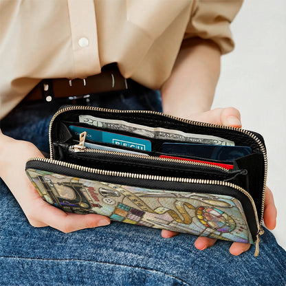 Sewing Lover Leather Wallet Personalized The Seamstress's Mosaic