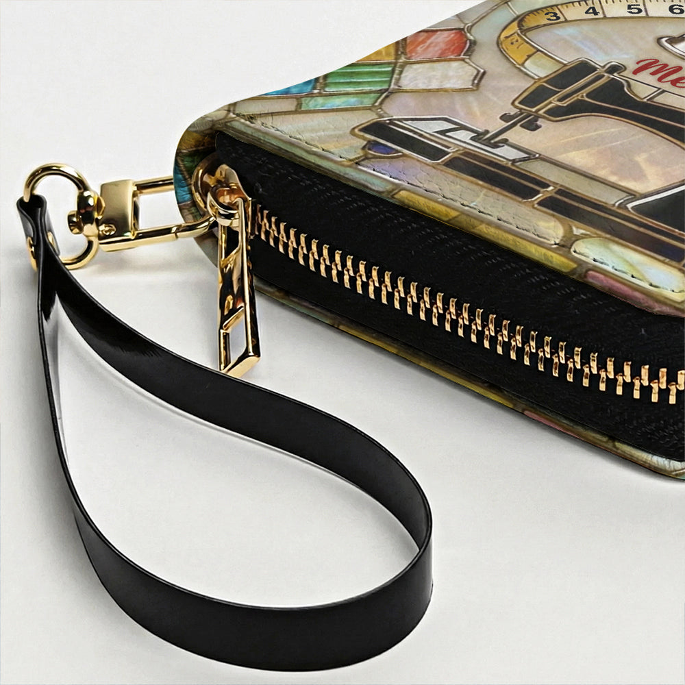 Sewing Lover Leather Wallet Personalized The Seamstress's Mosaic