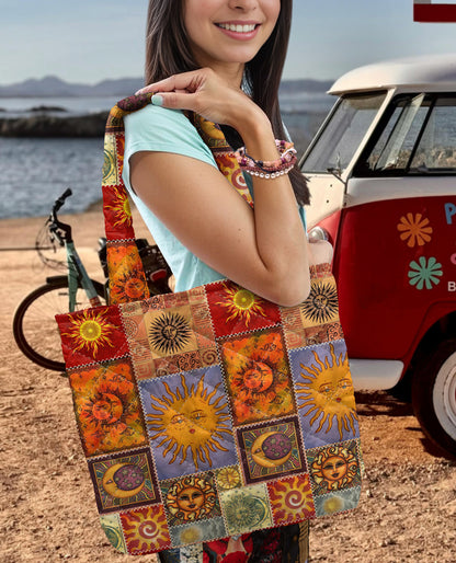 Hippie Quilted Tote Bag The Sun