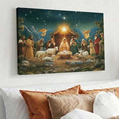 God Wooden-Framed Canvas Wall Art The Nativity Night