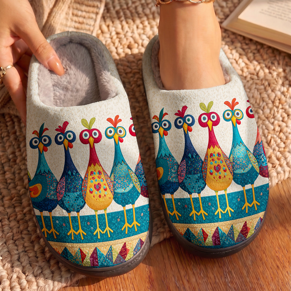 Chicken Fleece Lined Slippers The Funky Chicken