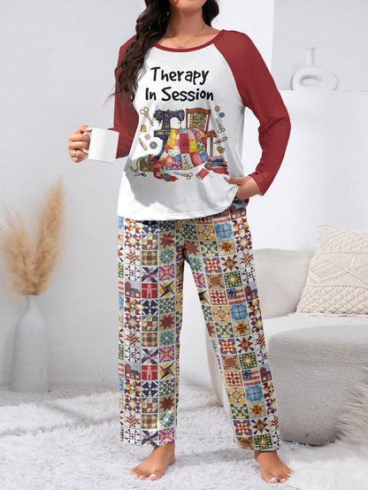Quilting Lover Raglan Lounge Pajamas Therapy In Session