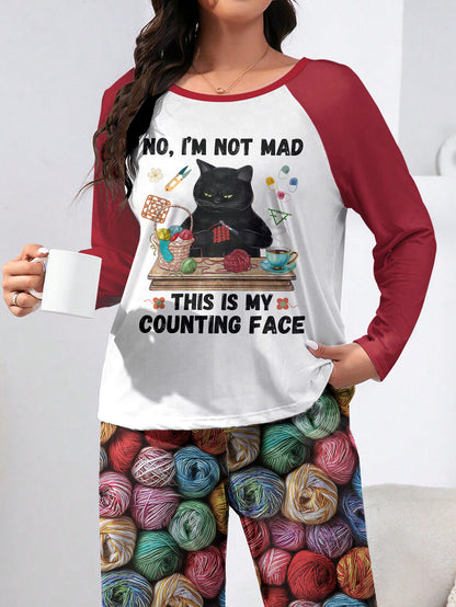 Crochet Lover Raglan Lounge Pajamas This Is My Counting Face