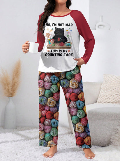 Crochet Lover Raglan Lounge Pajamas This Is My Counting Face