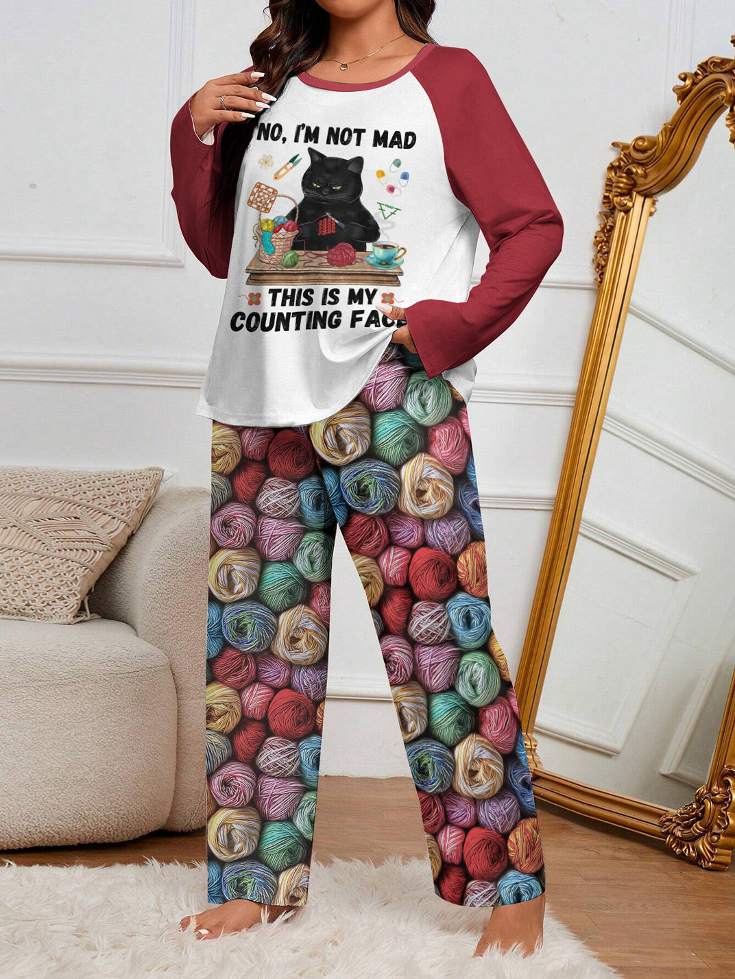 Crochet Lover Raglan Lounge Pajamas This Is My Counting Face