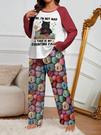 Crochet Lover Raglan Lounge Pajamas This Is My Counting Face