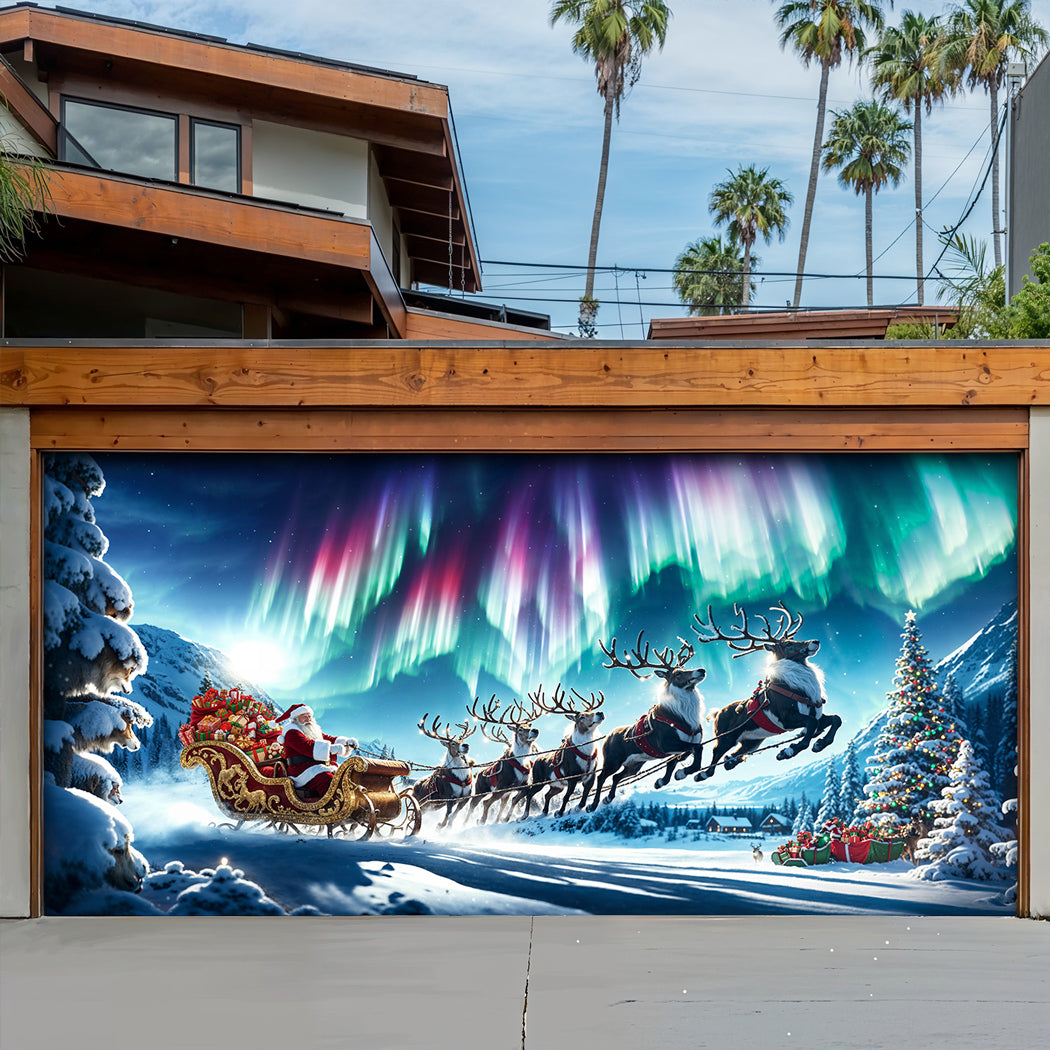 Christmas Garage Door Banner Decoration -  Through The Aurora