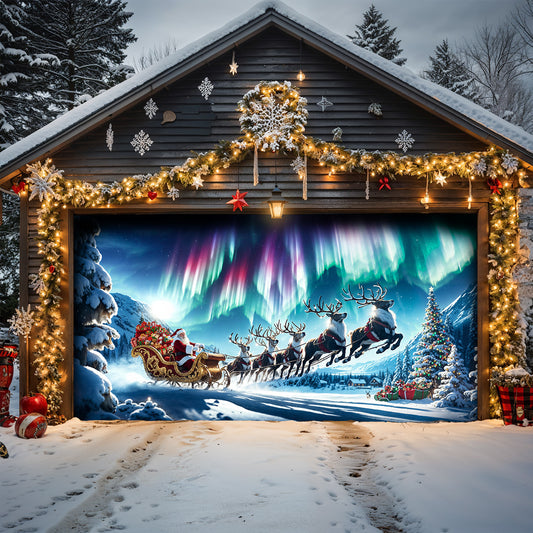 Christmas Garage Door Banner Decoration -  Through The Aurora