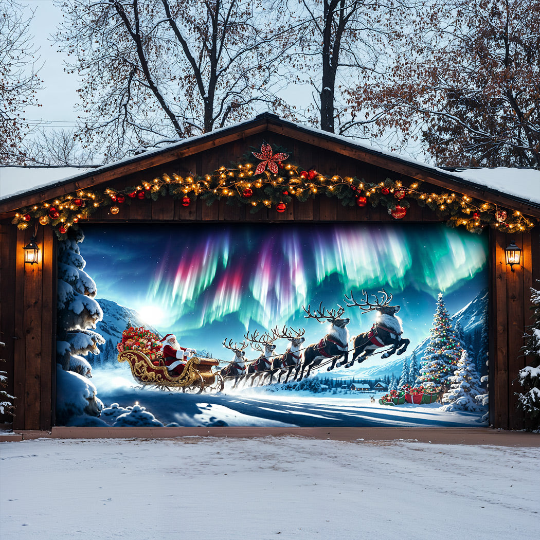 Christmas Garage Door Banner Decoration -  Through The Aurora