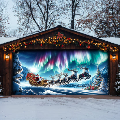 Christmas Garage Door Banner Decoration -  Through The Aurora