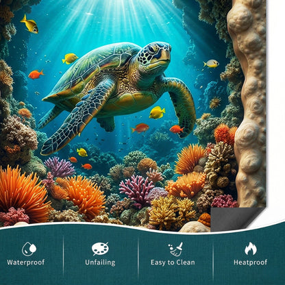 Sea Turtle Magnetic Dishwasher Cover Through The Coral