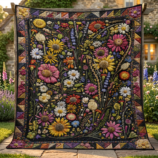 Cottagecore Quilted Blanket Timeless Petals