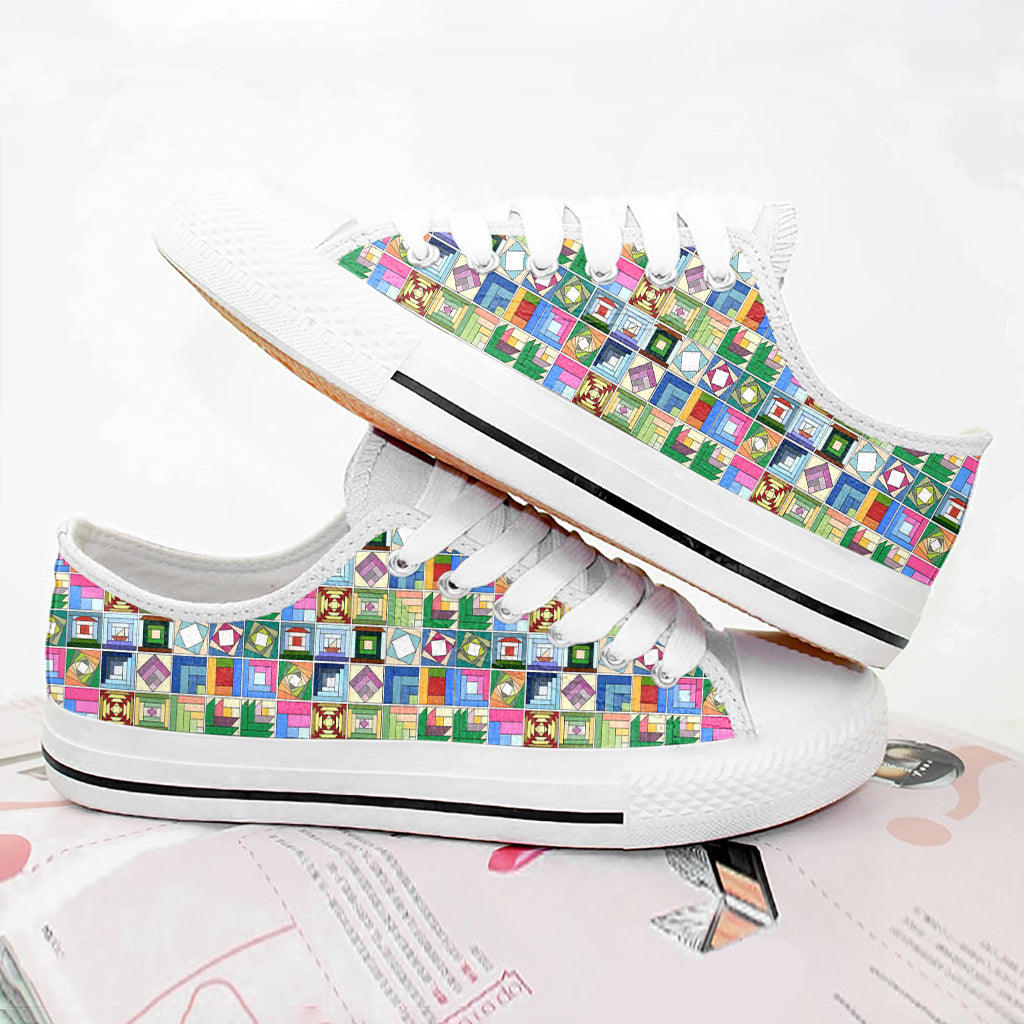 Sewing Lover Women's Low Top Shoes Traditional Log Cabin Quilt Blocks