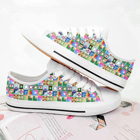 Sewing Lover Women's Low Top Shoes Traditional Log Cabin Quilt Blocks