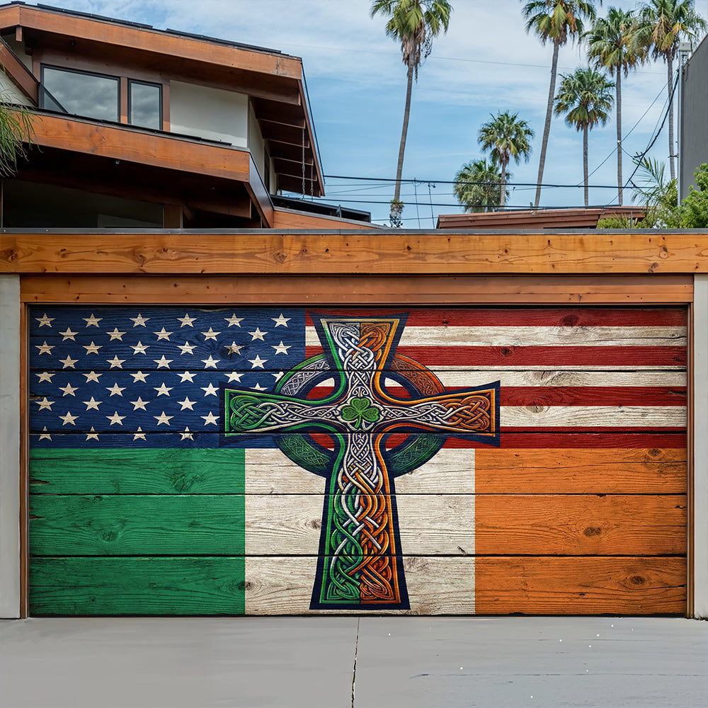Patrick's Day Garage Door Banner Decoration - Two Shores, One Heart