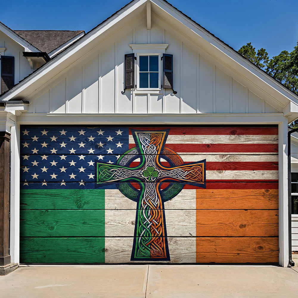 Patrick's Day Garage Door Banner Decoration - Two Shores, One Heart