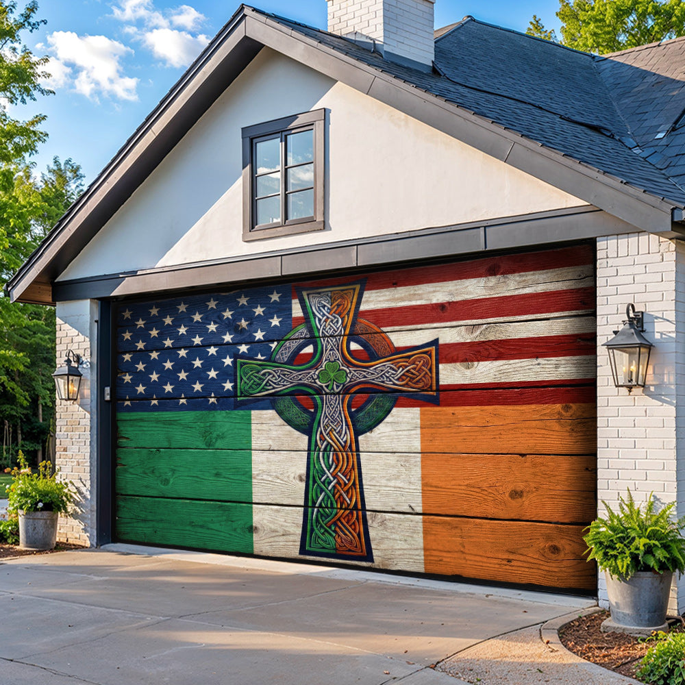 Patrick's Day Garage Door Banner Decoration - Two Shores, One Heart