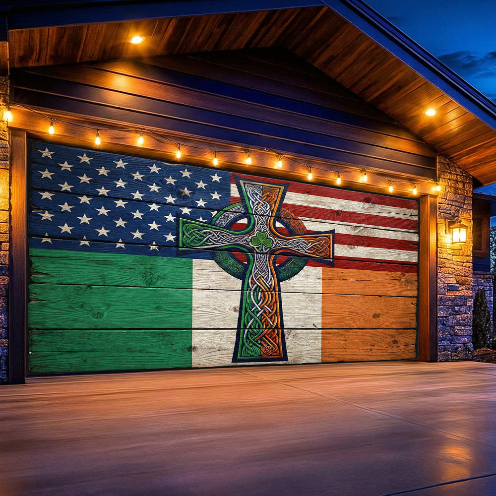 Patrick's Day Garage Door Banner Decoration - Two Shores, One Heart