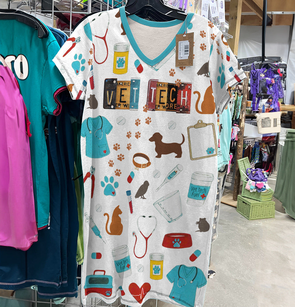 Vet Tech V-neck T-shirt Dress Vet Tech Vibes