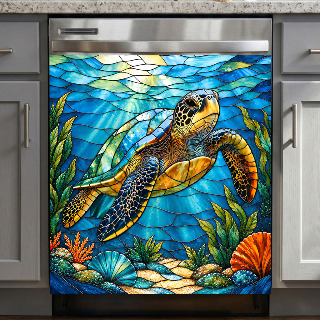 Sea Turtle Magnetic Dishwasher Vibrant Coastal Turtle