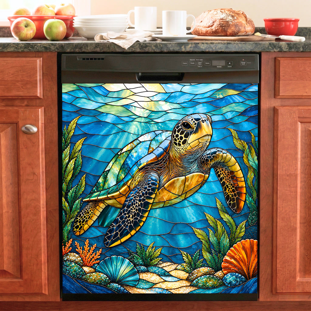Sea Turtle Magnetic Dishwasher Vibrant Coastal Turtle