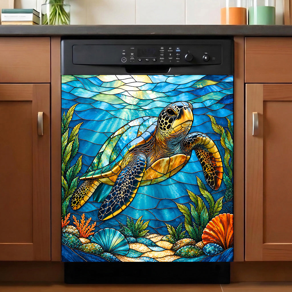Sea Turtle Magnetic Dishwasher Vibrant Coastal Turtle