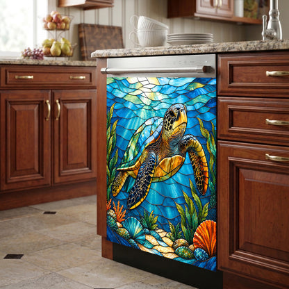 Sea Turtle Magnetic Dishwasher Vibrant Coastal Turtle