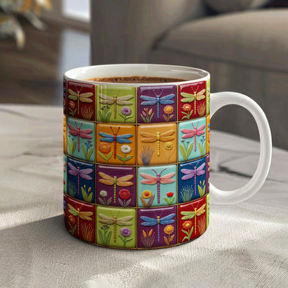 Dragonfly 11Oz Mug Vintage Dragonfly Blocks