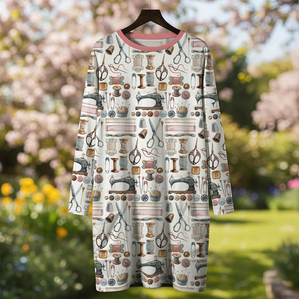 Sewing Lover Long Sleeve Tunic Vintage Sewing Tools