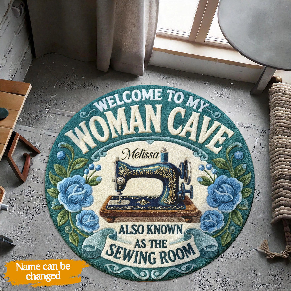 Sewing Lover Round Rug Personalized Welcome To My Woman Cave