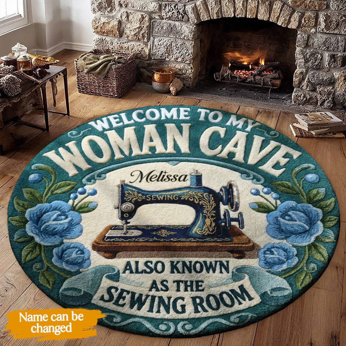 Sewing Lover Round Rug Personalized Welcome To My Woman Cave