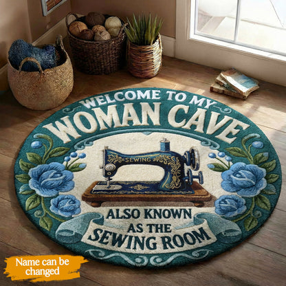 Sewing Lover Round Rug Personalized Welcome To My Woman Cave