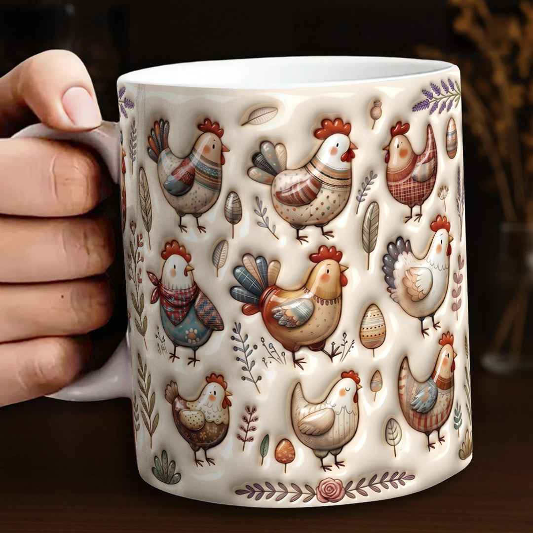 Chicken 11Oz Mug Whimsical Chickens