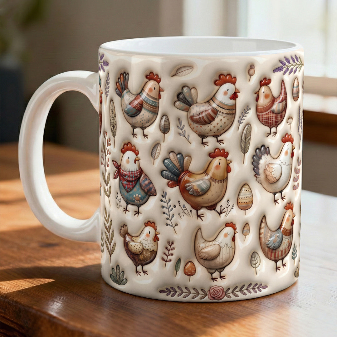 Chicken 11Oz Mug Whimsical Chickens