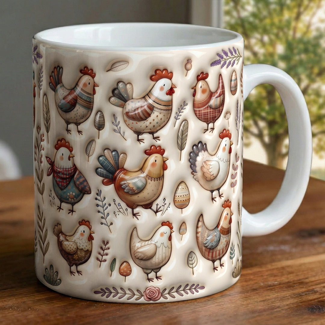 Chicken 11Oz Mug Whimsical Chickens