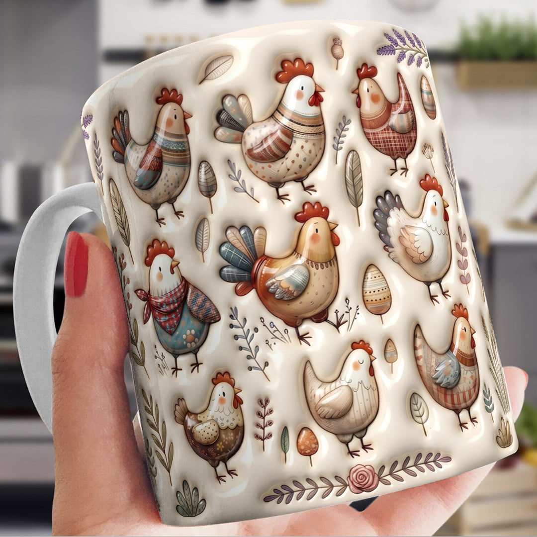 Chicken 11Oz Mug Whimsical Chickens