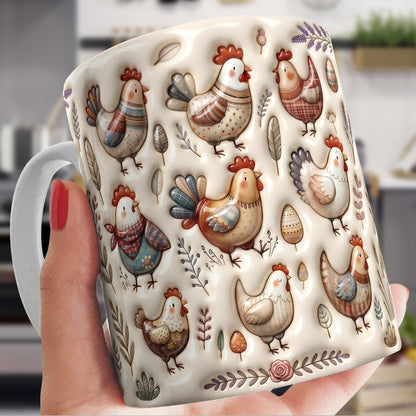 Chicken 11Oz Mug Whimsical Chickens