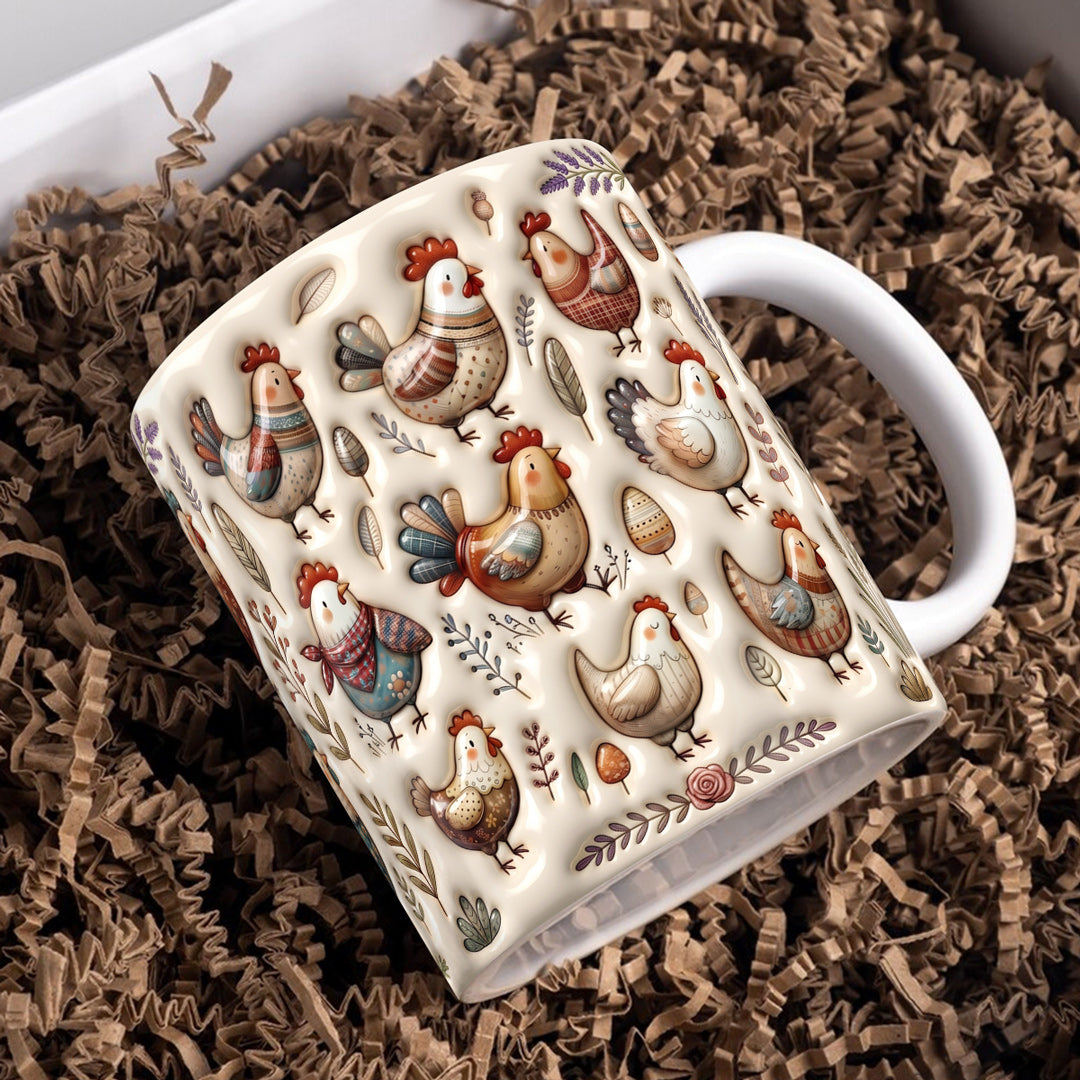 Chicken 11Oz Mug Whimsical Chickens
