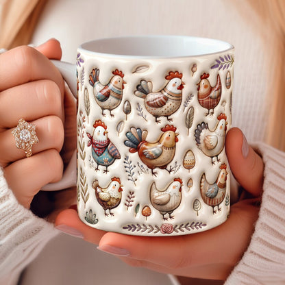 Chicken 11Oz Mug Whimsical Chickens