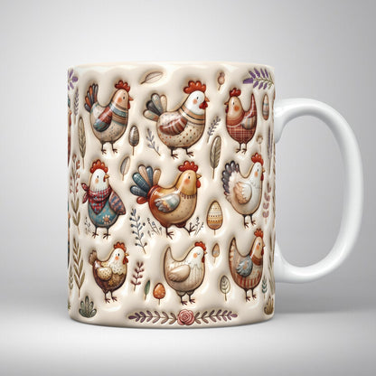 Chicken 11Oz Mug Whimsical Chickens