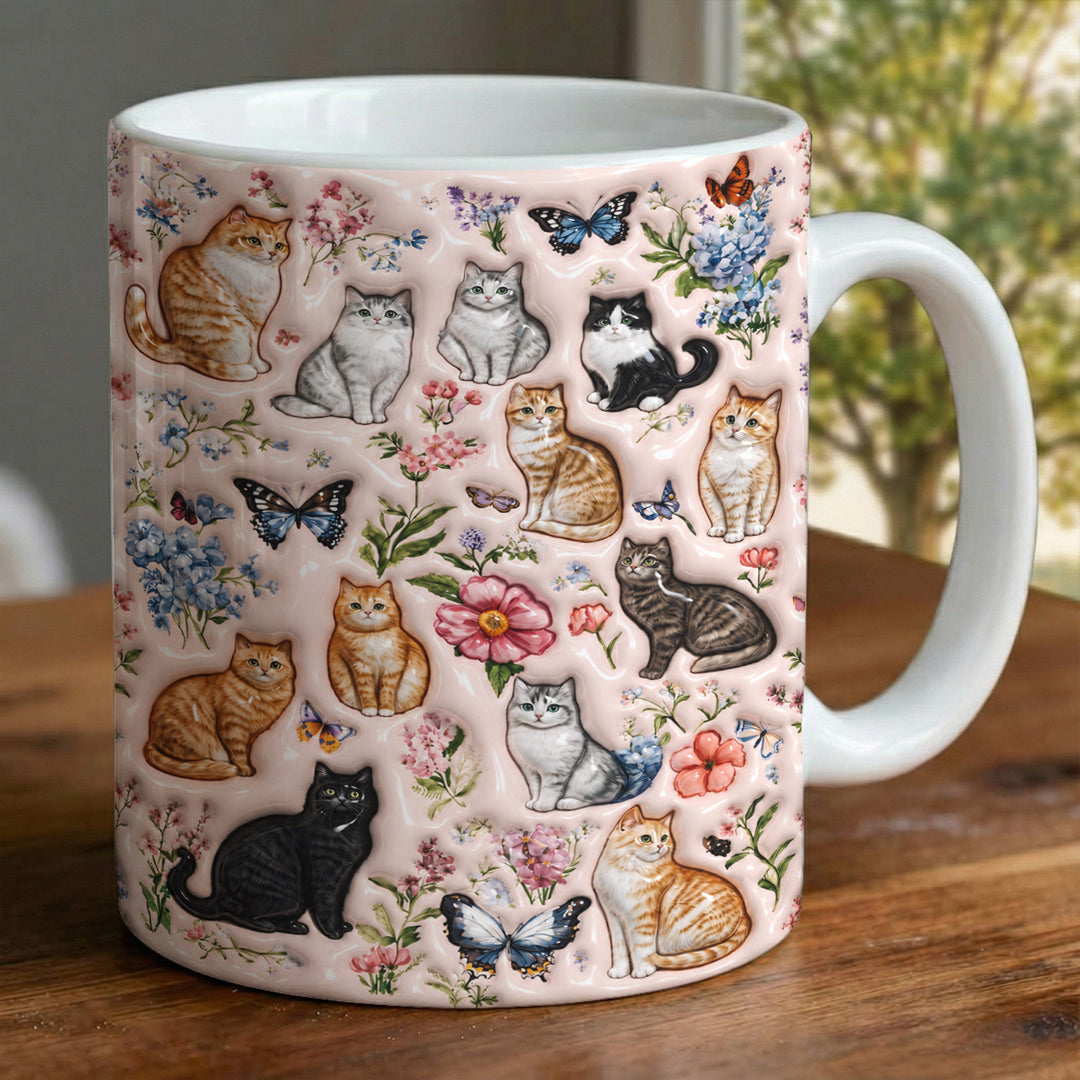 Cat Lovers Ceramic Mug Whiskers' Dreamy Garden