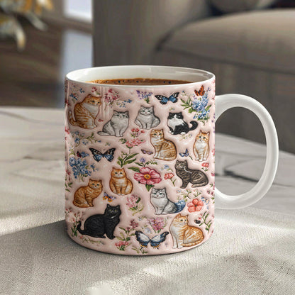 Cat Lovers Ceramic Mug Whiskers' Dreamy Garden