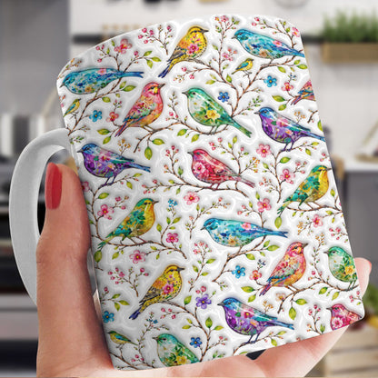 Bird Lover Ceramic Mug Whispers Among the Blossoms
