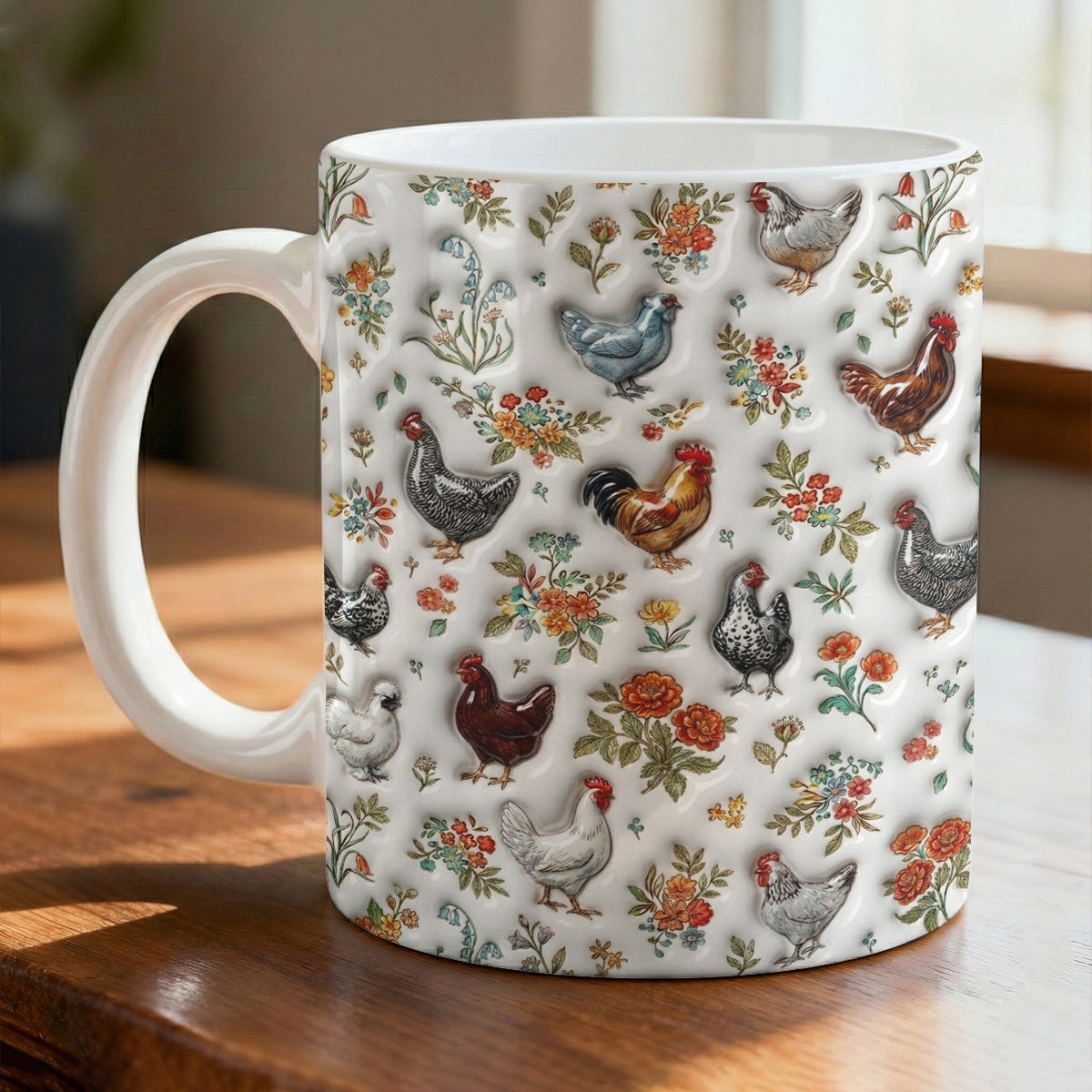 Chicken 11 oz Mug Floral Chicken