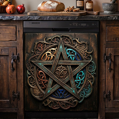 Witch Magnetic Dishwasher Cover Wiccan Pentagram